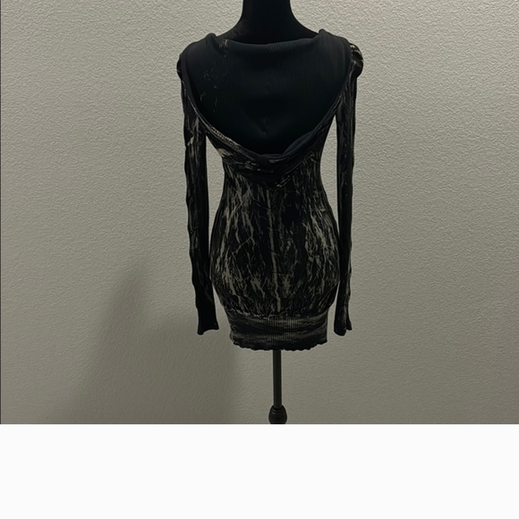 SALVAGE Black Lace-Up Studded Hooded Women's Mini Dress. S - Picture 2 of 4